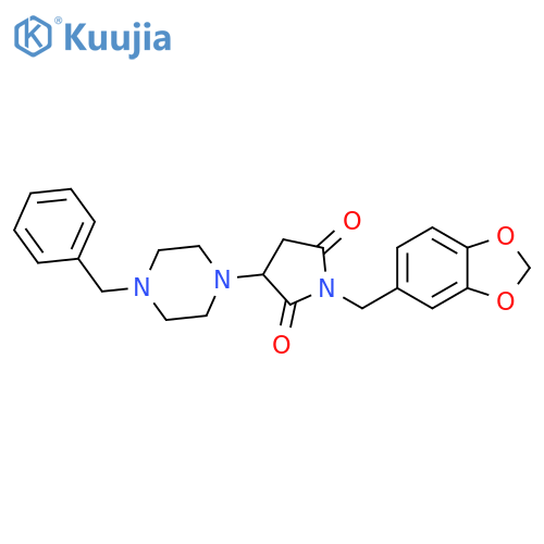 1-(2H-1,3-benzodioxol-5-yl)methyl-3-(4-benzylpiperazin-1-yl)pyrrolidine-2,5-dione structure