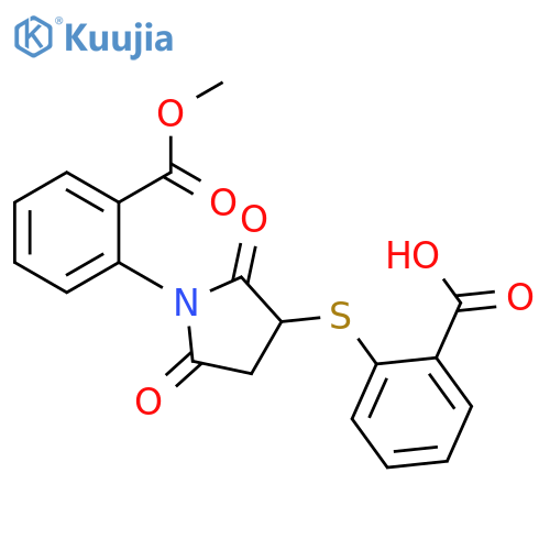 2-({1-2-(methoxycarbonyl)phenyl-2,5-dioxopyrrolidin-3-yl}sulfanyl)benzoic acid structure