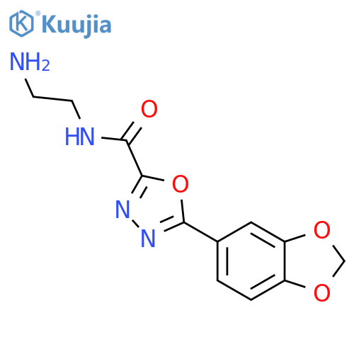 <br>5-Benzo[1,3]dioxol-5-yl-[1,3,4]oxadiazole-2-carboxylic acid (2-amino-ethyl) -amide structure