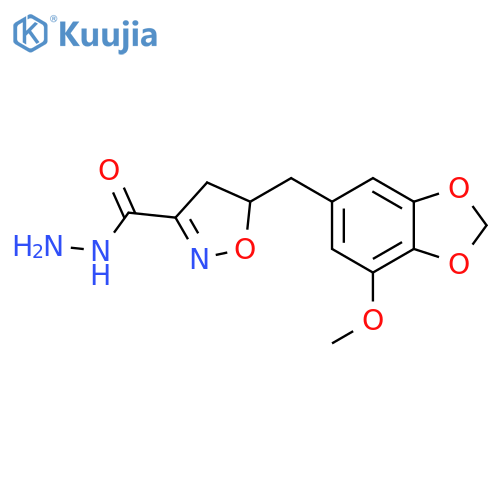 <br>5-(7-Methoxy-benzo[1,3]dioxol-5-ylmethyl)-4,5-dihydro-isoxazole-3-carboxyli c acid hydrazide structure
