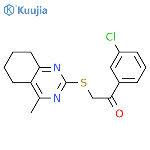 1-(3-chlorophenyl)-2-(4-methyl-5,6,7,8-tetrahydroquinazolin-2-yl)sulfanylethan-1-one structure