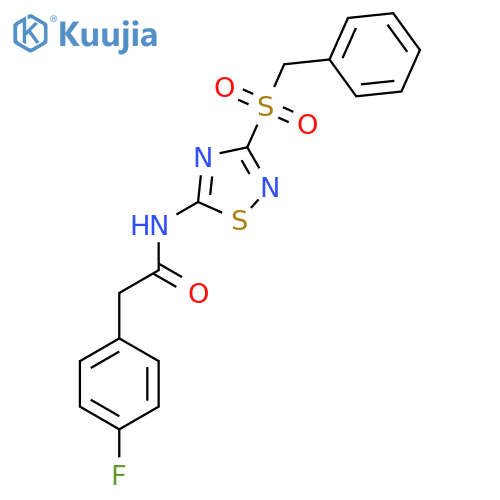 2-(4-fluorophenyl)-N-(3-phenylmethanesulfonyl-1,2,4-thiadiazol-5-yl)acetamide structure