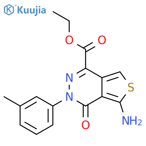 ethyl 5-amino-3-(3-methylphenyl)-4-oxo-3H,4H-thieno3,4-dpyridazine-1-carboxylate structure