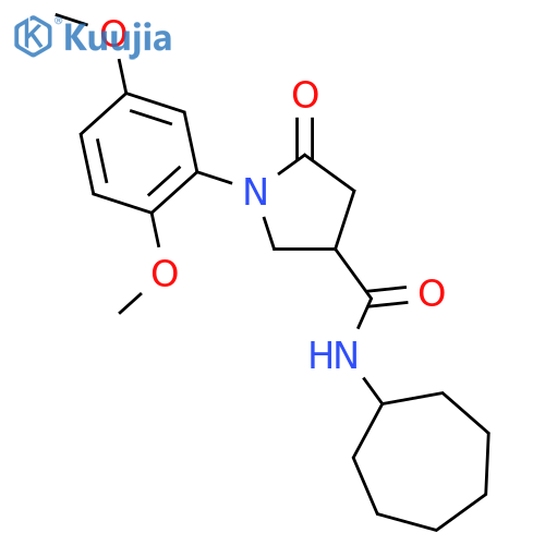 <br>1-(2,5-Dimethoxy-phenyl)-5-oxo-pyrrolidine-3-carboxylic acid cycloheptylami de structure