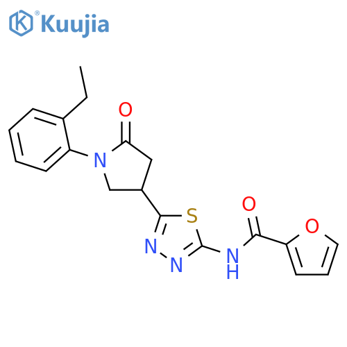 <br>Furan-2-carboxylic acid {5-[1-(2-ethyl-phenyl)-5-oxo-pyrrolidin-3-yl]-[1,3, 4]thiadiazol-2-yl}-amide structure