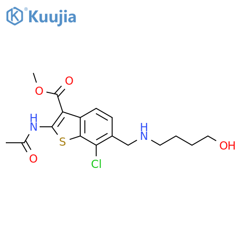 <br>methyl 2-(acetylamino)-7-chloro-6-{[(4-hydroxybutyl)amino]methyl}-1-benzoth iophene-3-carboxylate structure