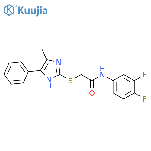 <br>N-(3,4-difluorophenyl)-2-[(4-methyl-5-phenyl-1H-imidazol-2-yl)sulfanyl]acet amide structure