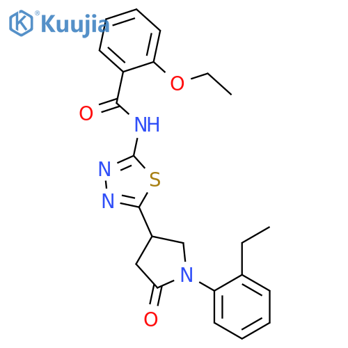 <br>2-Ethoxy-N-{5-[1-(2-ethyl-phenyl)-5-oxo-pyrrolidin-3-yl]-[1,3,4]thiadiazol- 2-yl}-benzamide structure