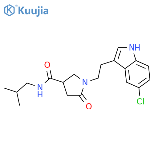 <br>1-[2-(5-Chloro-1H-indol-3-yl)-ethyl]-5-oxo-pyrrolidine-3-carboxylic acid is obutyl-amide structure