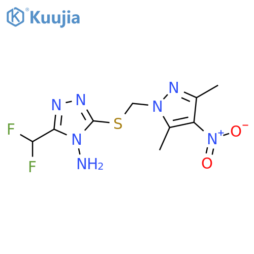 3-(Difluoromethyl)-5-{(3,5-dimethyl-4-nitro-1H-pyrazol-1-yl)methylthio}-4H-1,2,4-triazol-4-amine structure