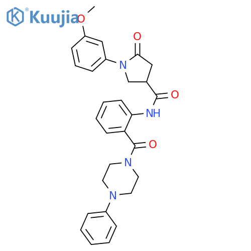 <br>1-(3-methoxyphenyl)-5-oxo-N-{2-[(4-phenylpiperazin-1-yl)carbonyl]phenyl}pyr rolidine-3-carboxamide structure