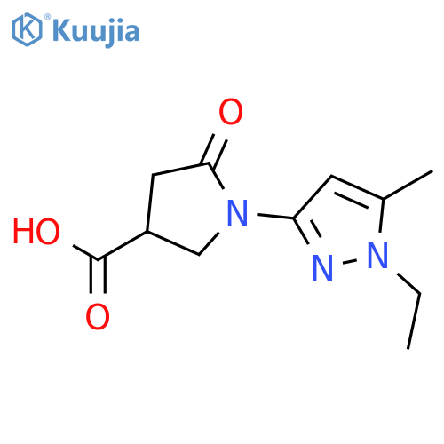 1-(1-Ethyl-5-methyl-1H-pyrazol-3-yl)-5-oxopyrrolidine-3-carboxylic acid structure