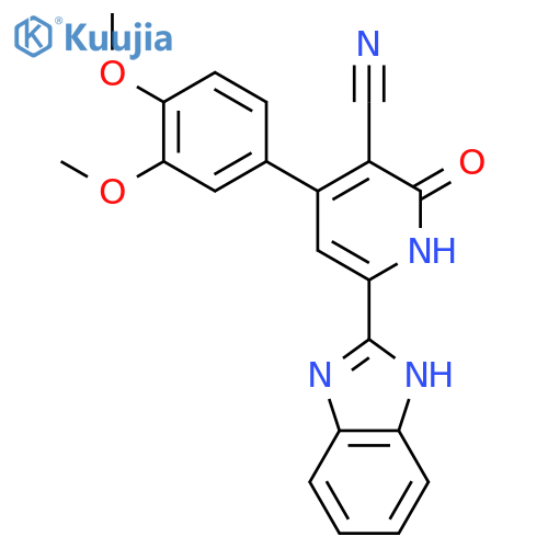 3-Pyridinecarbonitrile,6-(1H-benzimidazol-2-yl)-4-(3,4-dimethoxyphenyl)-1,2-dihydro-2-oxo- structure