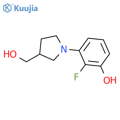 3-Pyrrolidinemethanol, 1-(2-fluoro-3-hydroxyphenyl)- structure