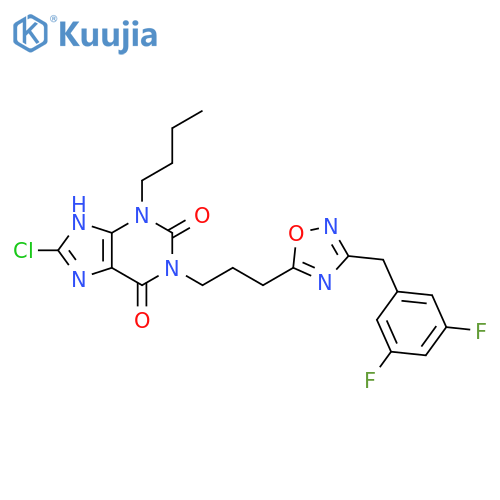 1H-Purine-2,6-dione,3-butyl-8-chloro-1-[3-[3-[(3,5-difluorophenyl)methyl]-1,2,4-oxadiazol-5-yl]propyl]-3,9-dihydro- structure
