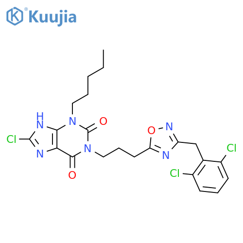 1H-Purine-2,6-dione,8-chloro-1-[3-[3-[(2,6-dichlorophenyl)methyl]-1,2,4-oxadiazol-5-yl]propyl]-3,9-dihydro-3-pentyl- structure