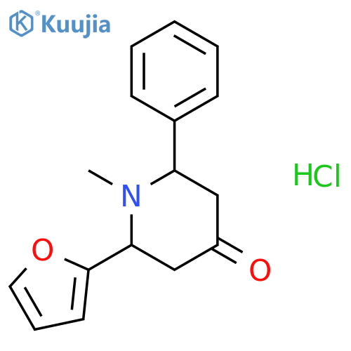 4-Piperidinone, 2-(2-furanyl)-1-methyl-6-phenyl-, hydrochloride structure
