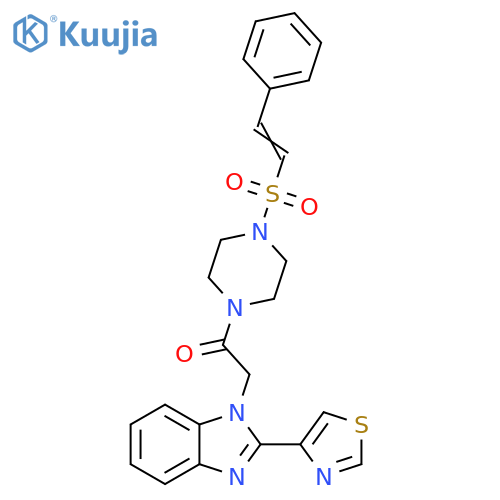 Ethanone, 1-[4-[(2-phenylethenyl)sulfonyl]-1-piperazinyl]-2-[2-(4-thiazolyl)-1H-benzimidazol-1-yl]- structure