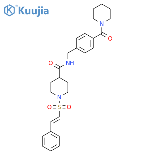 1-(2-phenylethenesulfonyl)-N-{[4-(piperidine-1-carbonyl)phenyl]methyl}piperidine-4-carboxamide structure