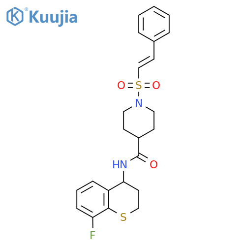 N-(8-fluoro-3,4-dihydro-2H-1-benzothiopyran-4-yl)-1-(2-phenylethenesulfonyl)piperidine-4-carboxamide structure