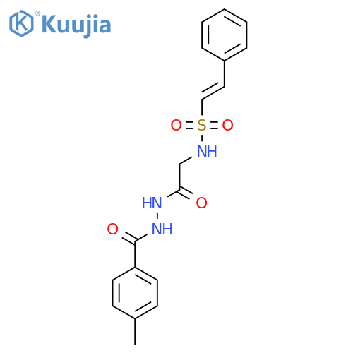 N-{[N'-(4-methylbenzoyl)hydrazinecarbonyl]methyl}-2-phenylethene-1-sulfonamide structure