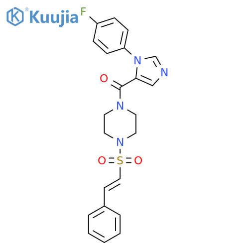 1-[1-(4-fluorophenyl)-1H-imidazole-5-carbonyl]-4-(2-phenylethenesulfonyl)piperazine structure