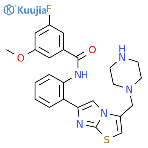 3-Fluoro-5-methoxy-N-(2-(3-(piperazin-1-ylmethyl)-imidazo2,1-bthiazol-6-yl)phenyl)benzamide structure