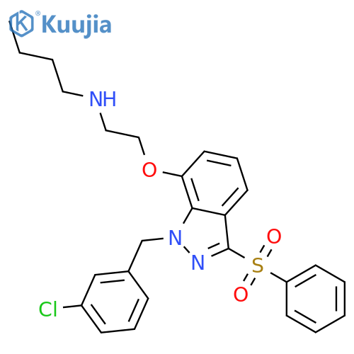 1-Butanamine,N-[2-[[1-[(3-chlorophenyl)methyl]-3-(phenylsulfonyl)-1H-indazol-7-yl]oxy]ethyl]- structure