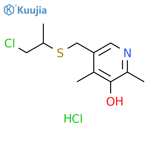 5-(1-chloropropan-2-ylsulfanylmethyl)-2,4-dimethylpyridin-3-ol;hydrochloride structure