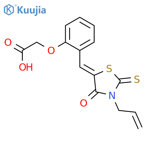 2-[2-[(Z)-(4-oxo-3-prop-2-enyl-2-sulfanylidene-1,3-thiazolidin-5-ylidene)methyl]phenoxy]acetic acid structure