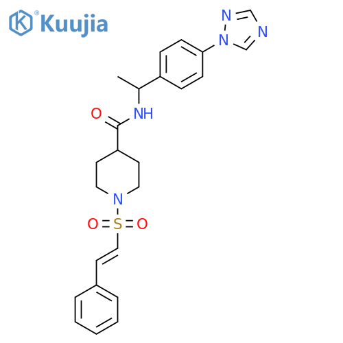 1-(2-phenylethenesulfonyl)-N-{1-[4-(1H-1,2,4-triazol-1-yl)phenyl]ethyl}piperidine-4-carboxamide structure