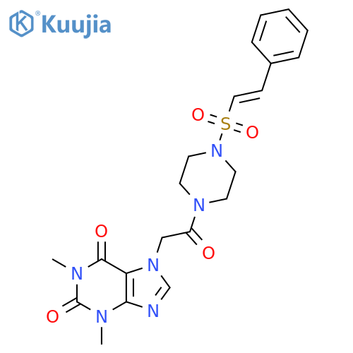1,3-dimethyl-7-{2-oxo-2-[4-(2-phenylethenesulfonyl)piperazin-1-yl]ethyl}-2,3,6,7-tetrahydro-1H-purine-2,6-dione structure