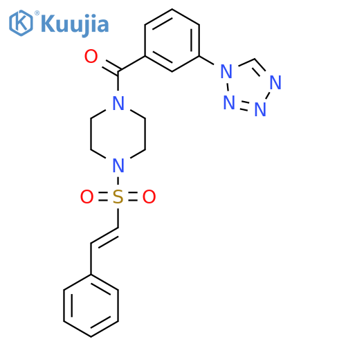1-(2-phenylethenesulfonyl)-4-[3-(1H-1,2,3,4-tetrazol-1-yl)benzoyl]piperazine structure