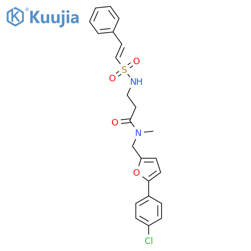 N-{[5-(4-chlorophenyl)furan-2-yl]methyl}-N-methyl-3-(2-phenylethenesulfonamido)propanamide structure