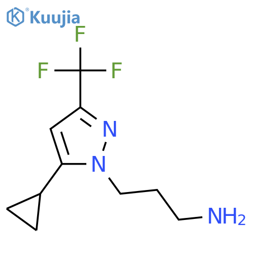 3-5-Cyclopropyl-3-(trifluoromethyl)-1H-pyrazol-1-ylpropan-1-amine structure