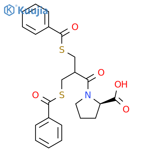 D-Proline, 1-[3-(benzoylthio)-2-[(benzoylthio)methyl]-1-oxopropyl]- structure