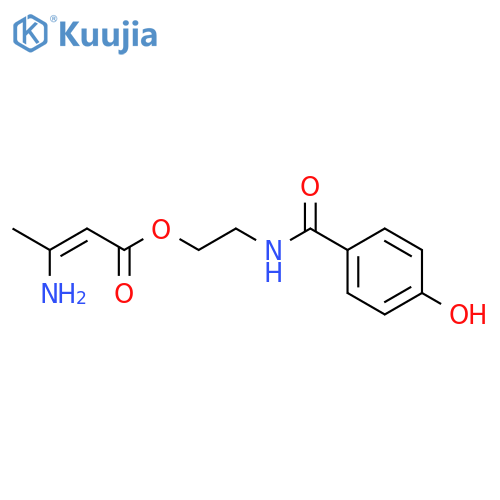 2-Butenoic acid, 3-amino-, 2-[(4-hydroxybenzoyl)amino]ethyl ester structure