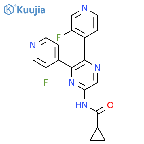 Cyclopropanecarboxamide, N-[5,6-bis(3-fluoro-4-pyridinyl)-2-pyrazinyl]- structure