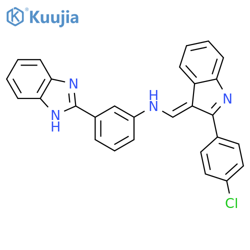 3-(1H-benzimidazol-2-yl)-N-{(E)-[2-(4-chlorophenyl)-3H-indol-3-ylidene]methyl}aniline structure