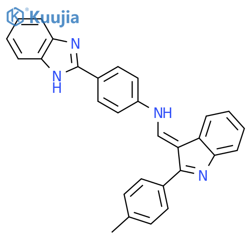 4-(1H-benzimidazol-2-yl)-N-{(E)-[2-(4-methylphenyl)-3H-indol-3-ylidene]methyl}aniline structure