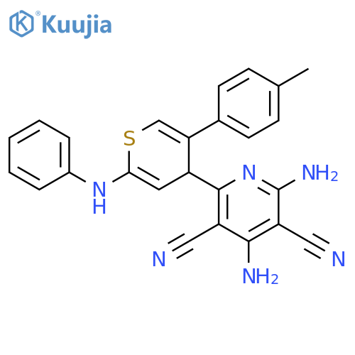 3,5-Pyridinedicarbonitrile,2,4-diamino-6-[5-(4-methylphenyl)-2-(phenylamino)-4H-thiopyran-4-yl]- structure