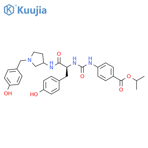 Benzoic acid,4-[[[[(1S)-1-[(4-hydroxyphenyl)methyl]-2-[[1-[(4-hydroxyphenyl)methyl]-3-pyrrolidinyl]amino]-2-oxoethyl]amino]carbonyl]amino]-, 1-methylethylester structure
