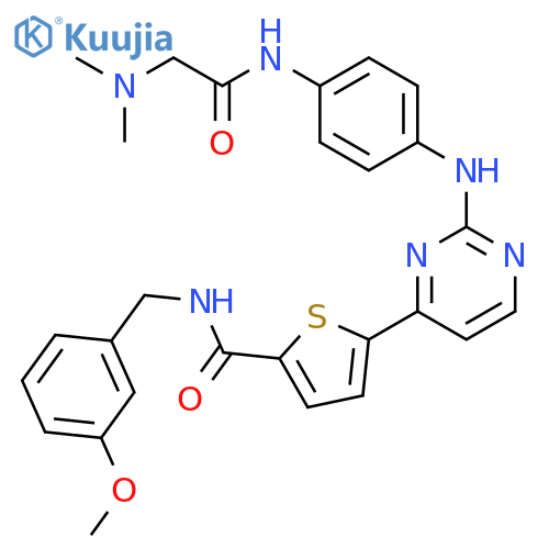 2-Thiophenecarboxamide,5-[2-[[4-[[2-(dimethylamino)acetyl]amino]phenyl]amino]-4-pyrimidinyl]-N-[(3-methoxyphenyl)methyl]- structure