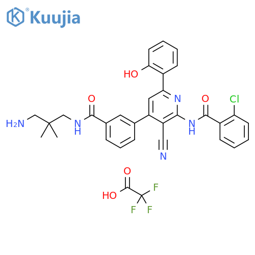 Benzamide,N-[4-[3-[[(3-amino-2,2-dimethylpropyl)amino]carbonyl]phenyl]-3-cyano-6-(2-hydroxyphenyl)-2-pyridinyl]-2-chloro-, 2,2,2-trifluoroacetate (1:2) structure