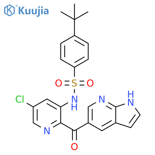 Benzenesulfonamide,N-[5-chloro-2-(1H-pyrrolo[2,3-b]pyridin-5-ylcarbonyl)-3-pyridinyl]-4-(1,1-dimethylethyl)- structure