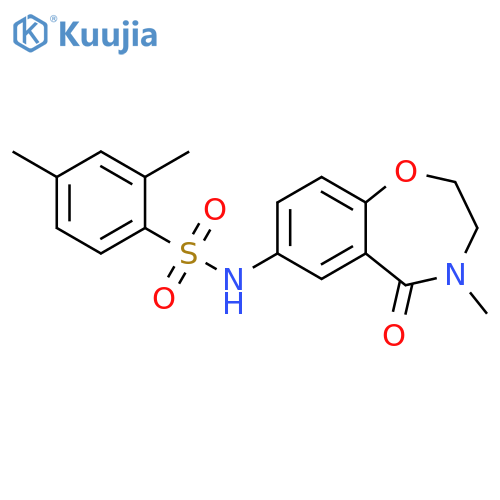 2,4-dimethyl-N-(4-methyl-5-oxo-2,3,4,5-tetrahydro-1,4-benzoxazepin-7-yl)benzene-1-sulfonamide structure