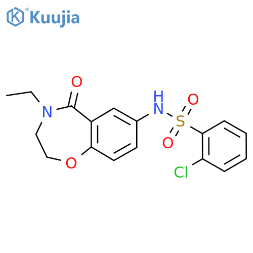2-chloro-N-(4-ethyl-5-oxo-2,3,4,5-tetrahydro-1,4-benzoxazepin-7-yl)benzene-1-sulfonamide structure