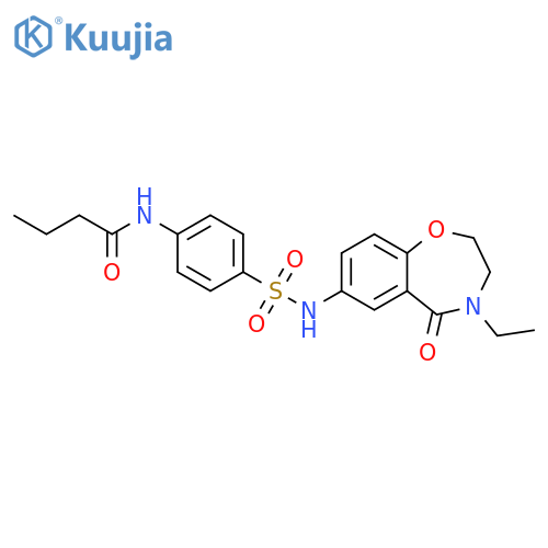 N-{4-(4-ethyl-5-oxo-2,3,4,5-tetrahydro-1,4-benzoxazepin-7-yl)sulfamoylphenyl}butanamide structure