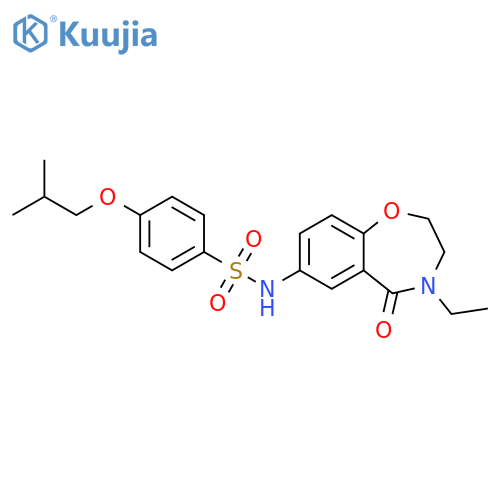 N-(4-ethyl-5-oxo-2,3,4,5-tetrahydro-1,4-benzoxazepin-7-yl)-4-(2-methylpropoxy)benzene-1-sulfonamide structure