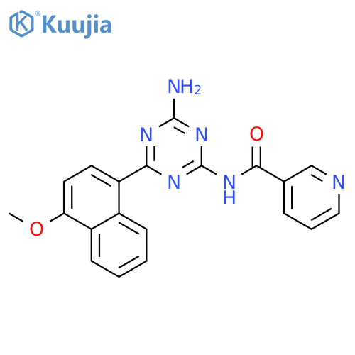 N-[4-amino-6-(4-methoxynaphthalen-1-yl)-1,3,5-triazin-2-yl]pyridine-3-carboxamide structure